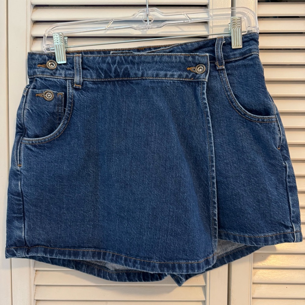 Zara Blue Denim Mini Skort